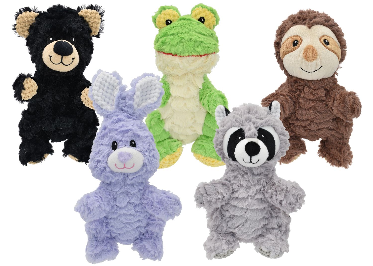 Multipet Wrinkleez Assorted Animals (Black Bear, Sloth, Rabbit, Frog, and Raccoon)