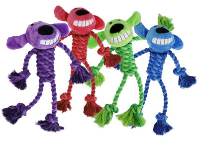 Multipet Loofa Dog with Rope Body Tug Dog Toy 11 inches