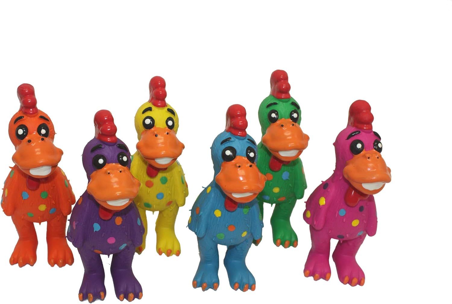 Multipet Globken Latex Polka Dot Chicken Dog Toy Small 5.6 inches