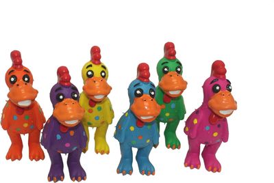 Multipet Globken Latex Polka Dot Chicken Dog Toy Small 5.6 inches