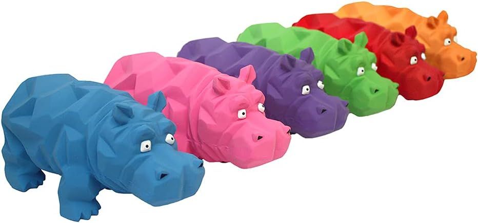 Multipet Origami Hippo Latex Dog Toy Small 4 inches