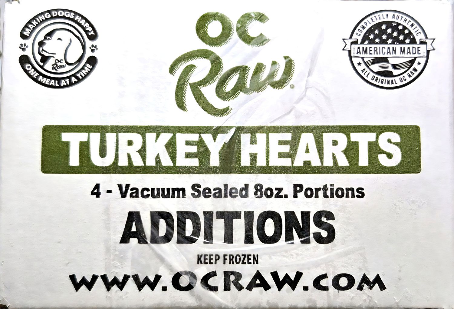 OC Raw Frozen Turkey Hearts 8 oz single