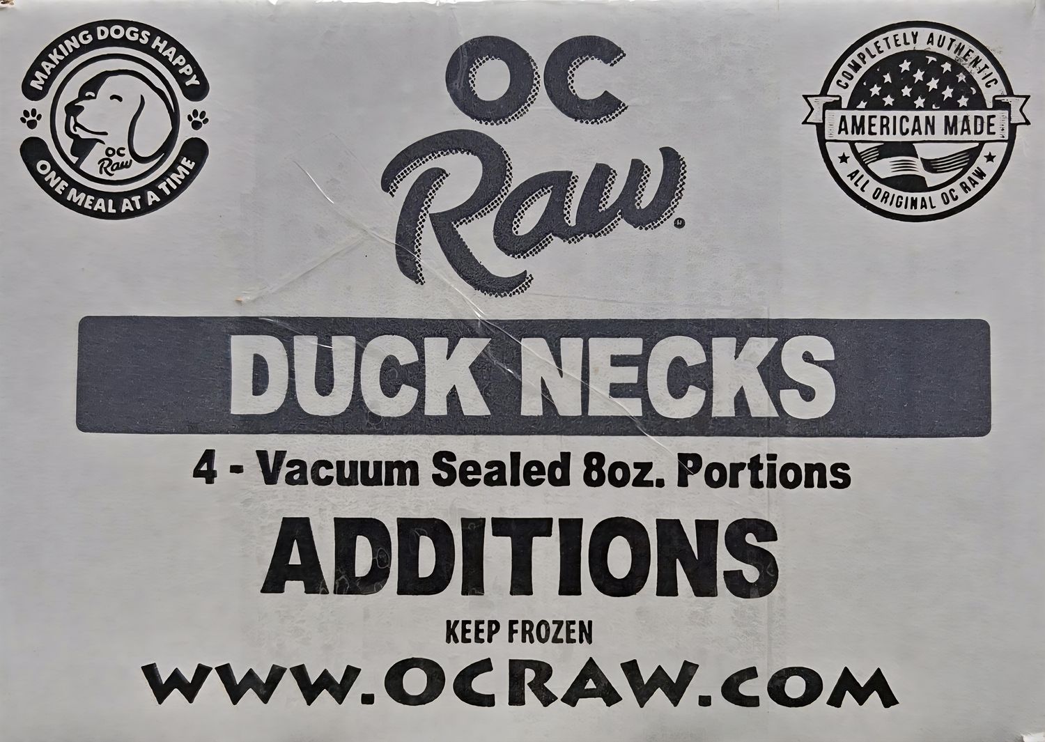 OC Raw Additions Frozen Duck Necks 2lbs single