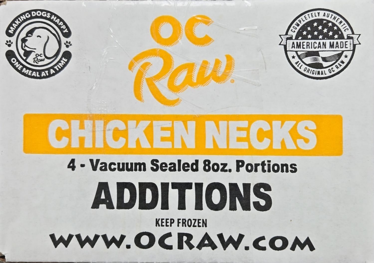OC Raw Additions Frozen Raw Chicken Necks 8 oz single