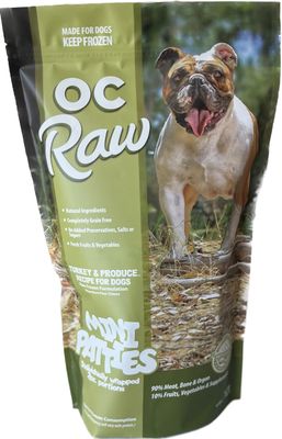 OC Raw Turkey &amp; Produce Recipe Frozen Raw Mini Patties Dog Food 4 lbs