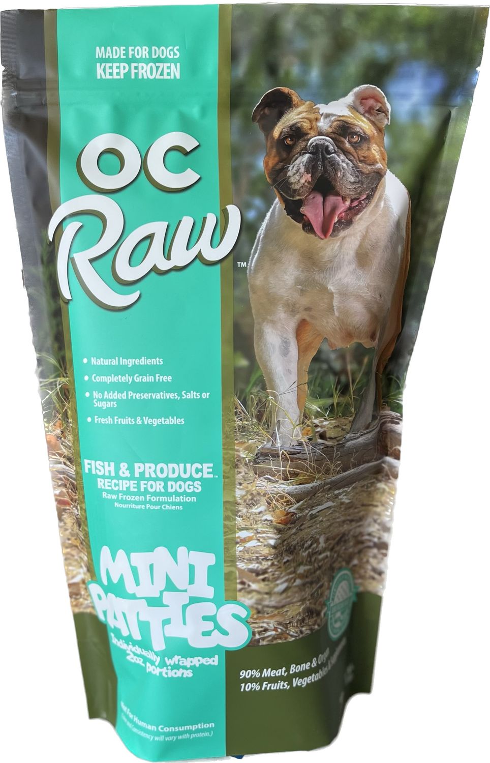 OC Raw Fish &amp; Produce Recipe Frozen Raw Dog Food Mini Sliders 4 lbs