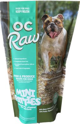 OC Raw Fish &amp; Produce Recipe Frozen Raw Dog Food Mini Sliders 4 lbs