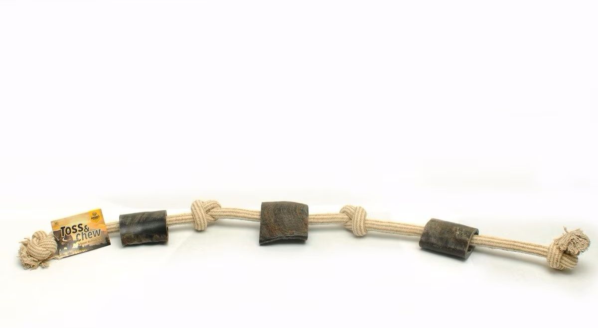 Advance Pet Product Rope Tug Toy with Buffalo Horn Dog Toy Extra Large 3 piece