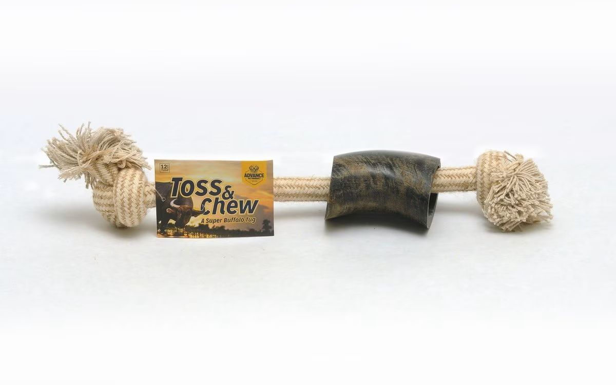 Advanced Pet Product Rope Tug Dog Toy with Buffalo Horn Small 1 piece