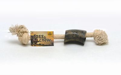 Advanced Pet Product Rope Tug Dog Toy with Buffalo Horn Small 1 piece