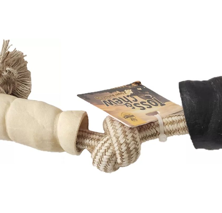 Advanced Pet Product Rope Tug Dog Toy with Buffalo Horn and Cheek Roll