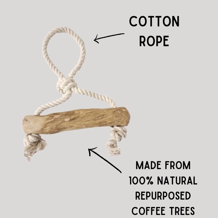 Advanced Pet Product Tug &amp; Chew Coffee Wood Rope Tug Chew Toy Long