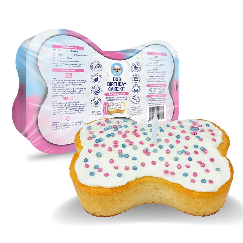 Puppy Cake Birthday with Sprinkles All Natural Cake Mix Kit for Dogs