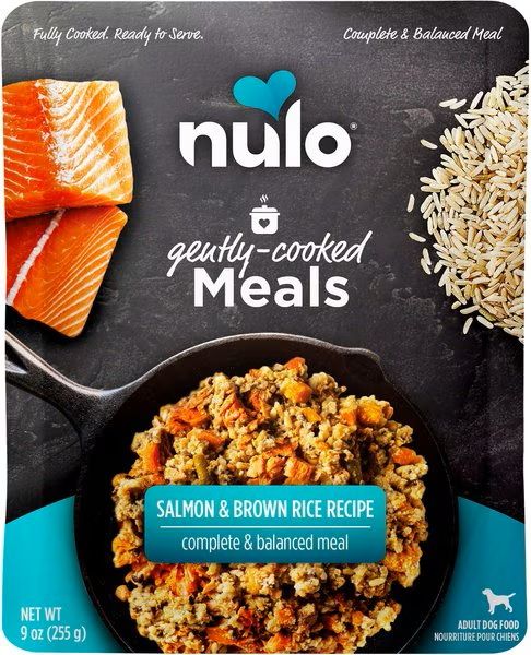 Nulo Gently Cooked Meals Salmon &amp; Brown Rice Recipe Wet Dog Food 9 oz Case of 8 single