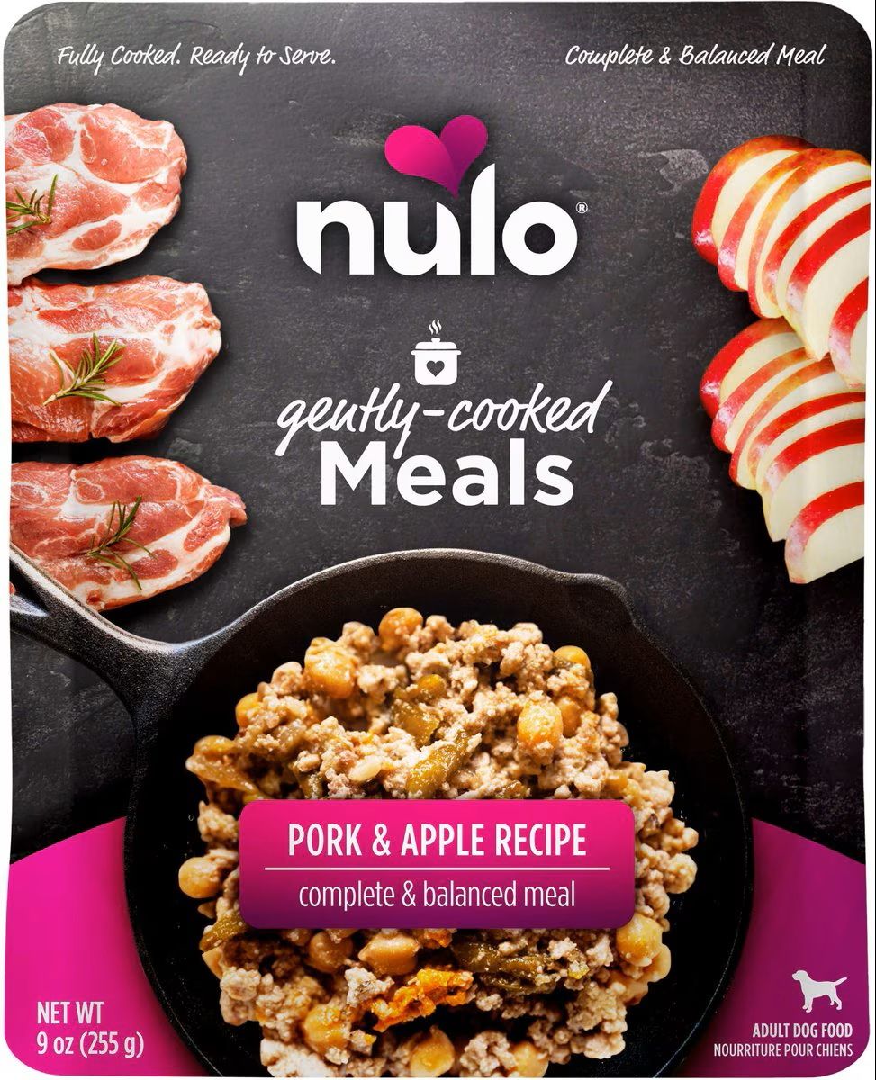 Nulo Gently Cooked Meals Pork &amp; Apple Recipe Wet Dog Food 9 oz Case of 8 single