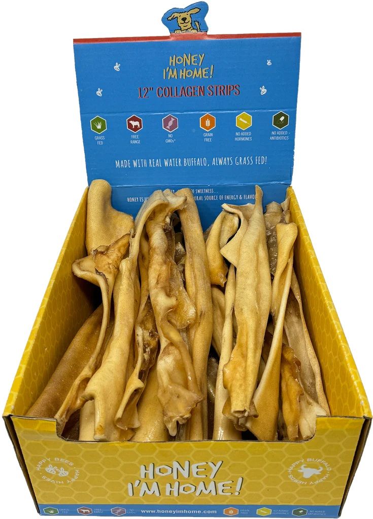 Honey I&#39;m Home Collagen Strips Honey Coated 12 inch Box of 50 single