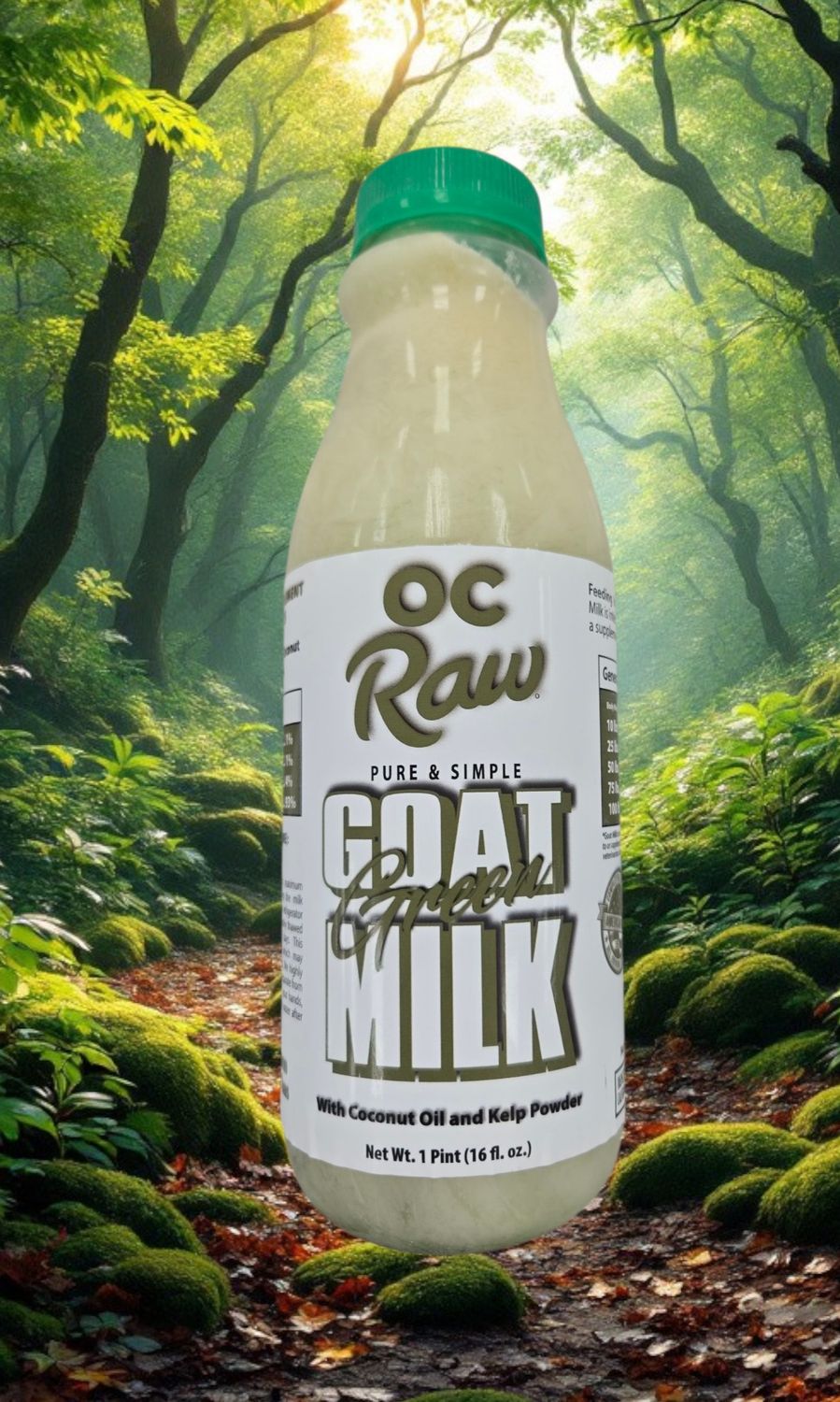 OC Raw Frozen Pure and Simple Green Goat Milk 16 oz