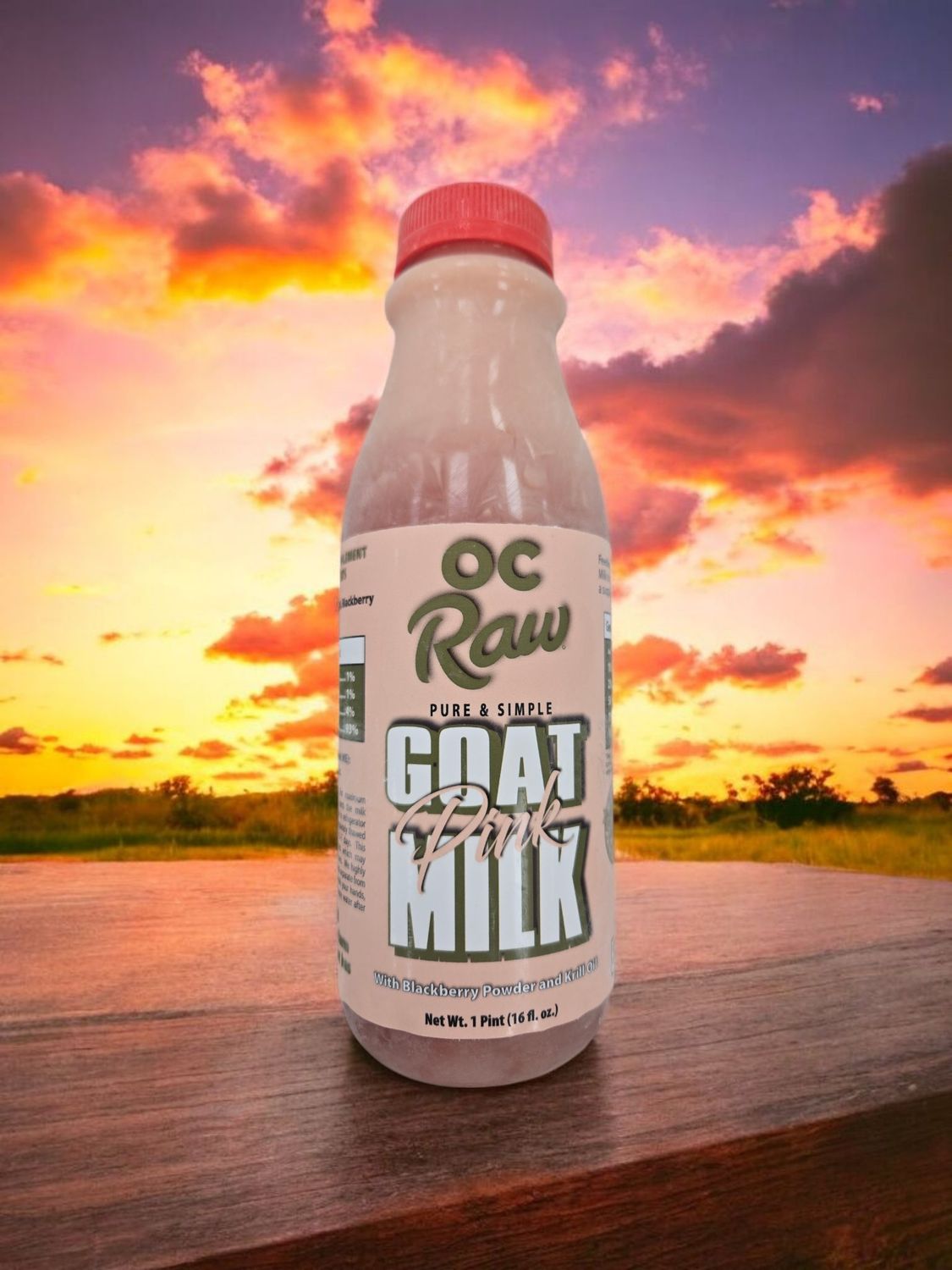 OC Raw Frozen Pure and Simple Pink Goat Milk 16 oz