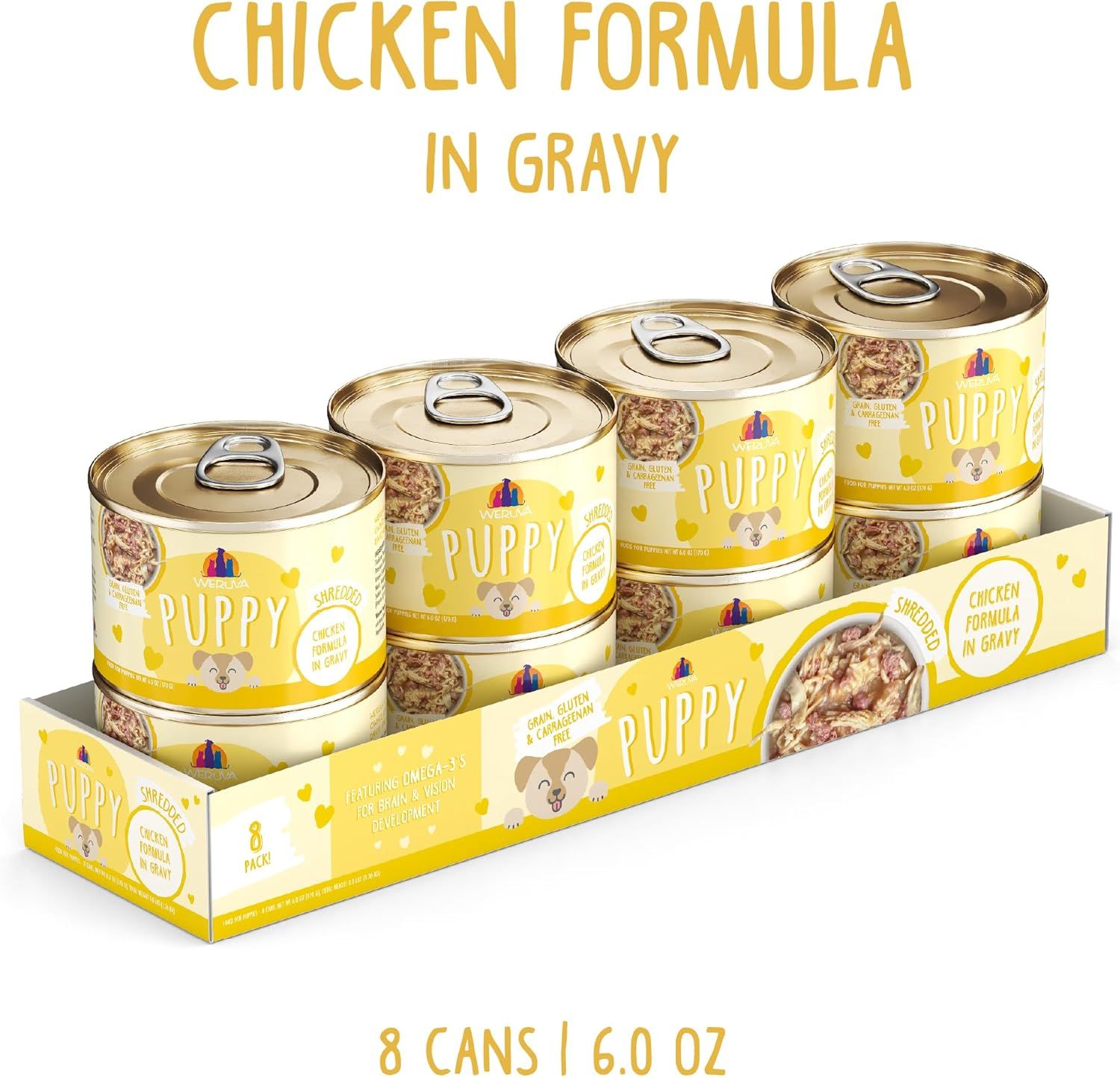 Weruva Puppy Shredded Chicken Formula in Gravy Grain Free 6 oz Case of 8