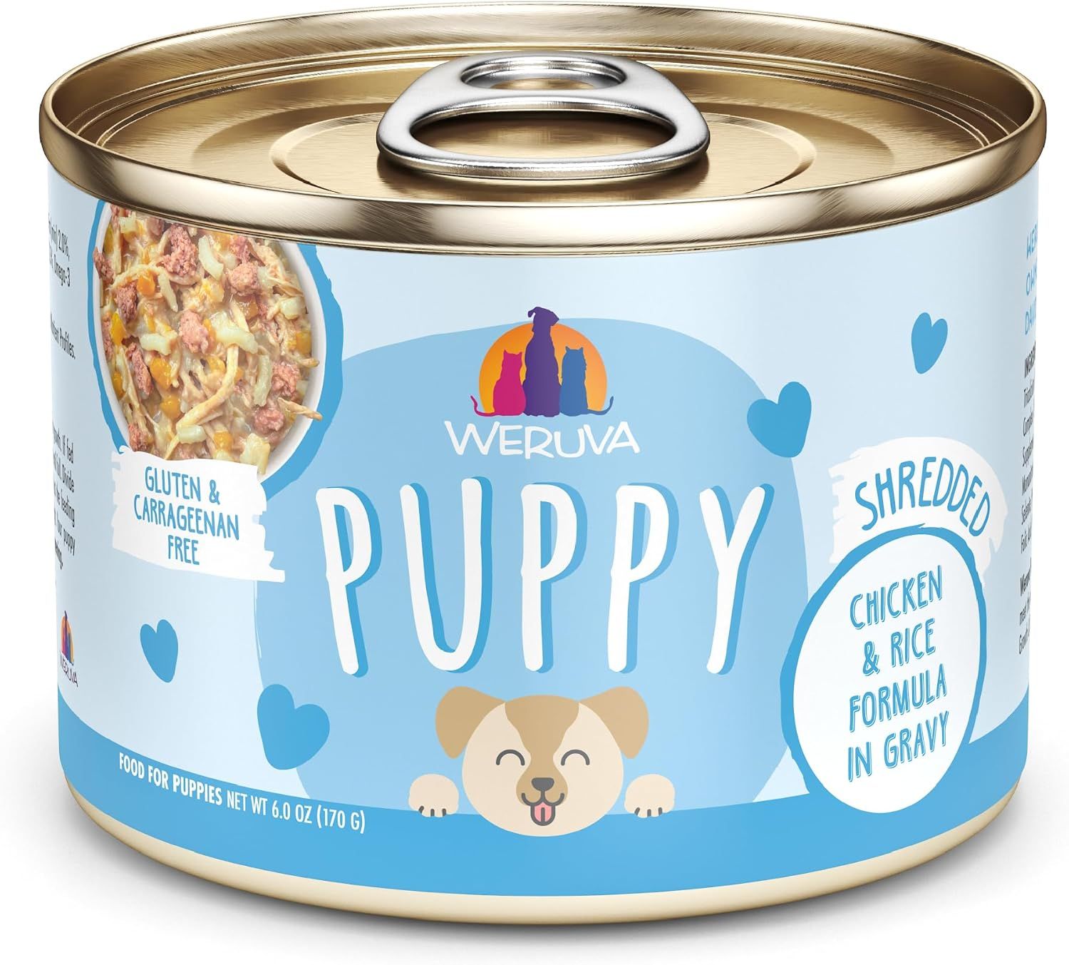Weruva Puppy Shredded Chicken &amp; Rice Formula in Gravy 6 oz