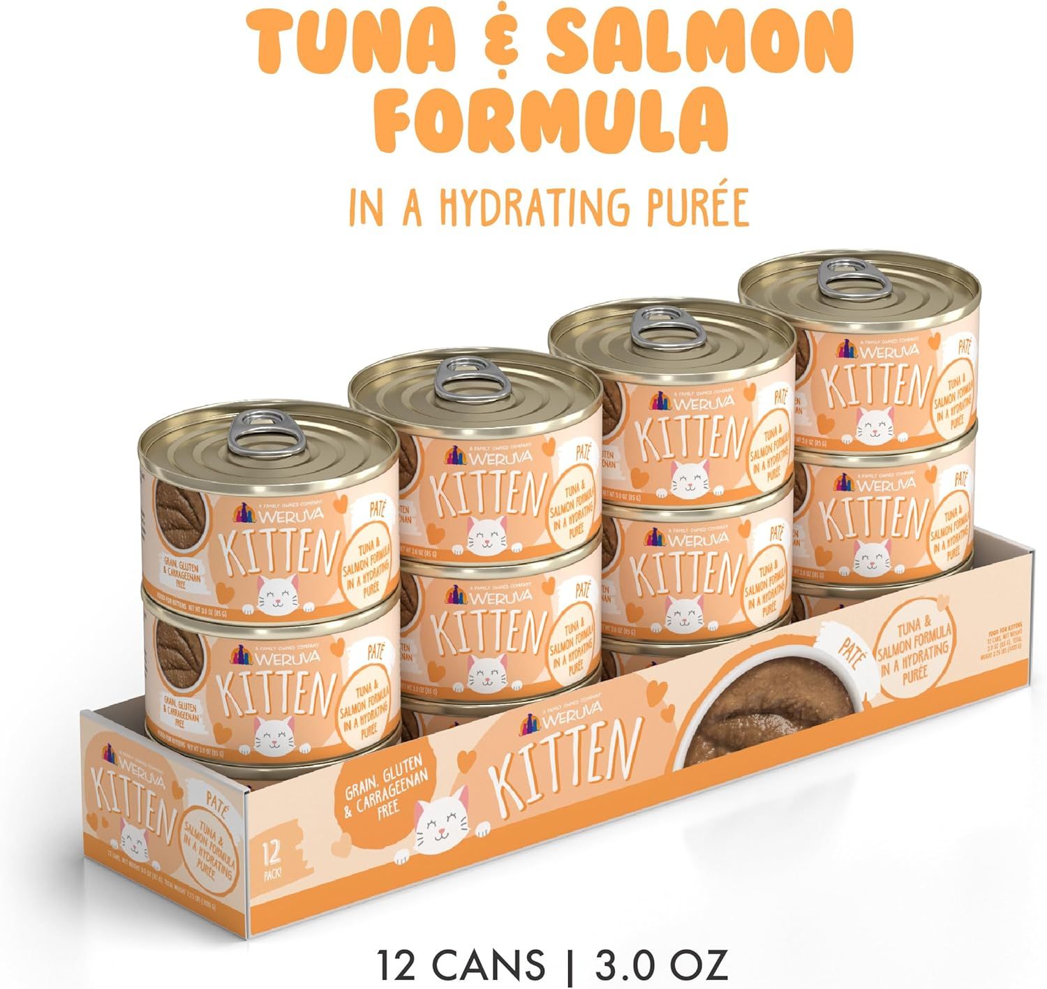 Weruva Kitten Tuna &amp; Salmon Formula in a Hydrating Puree Grain Free 3 oz Case of 12