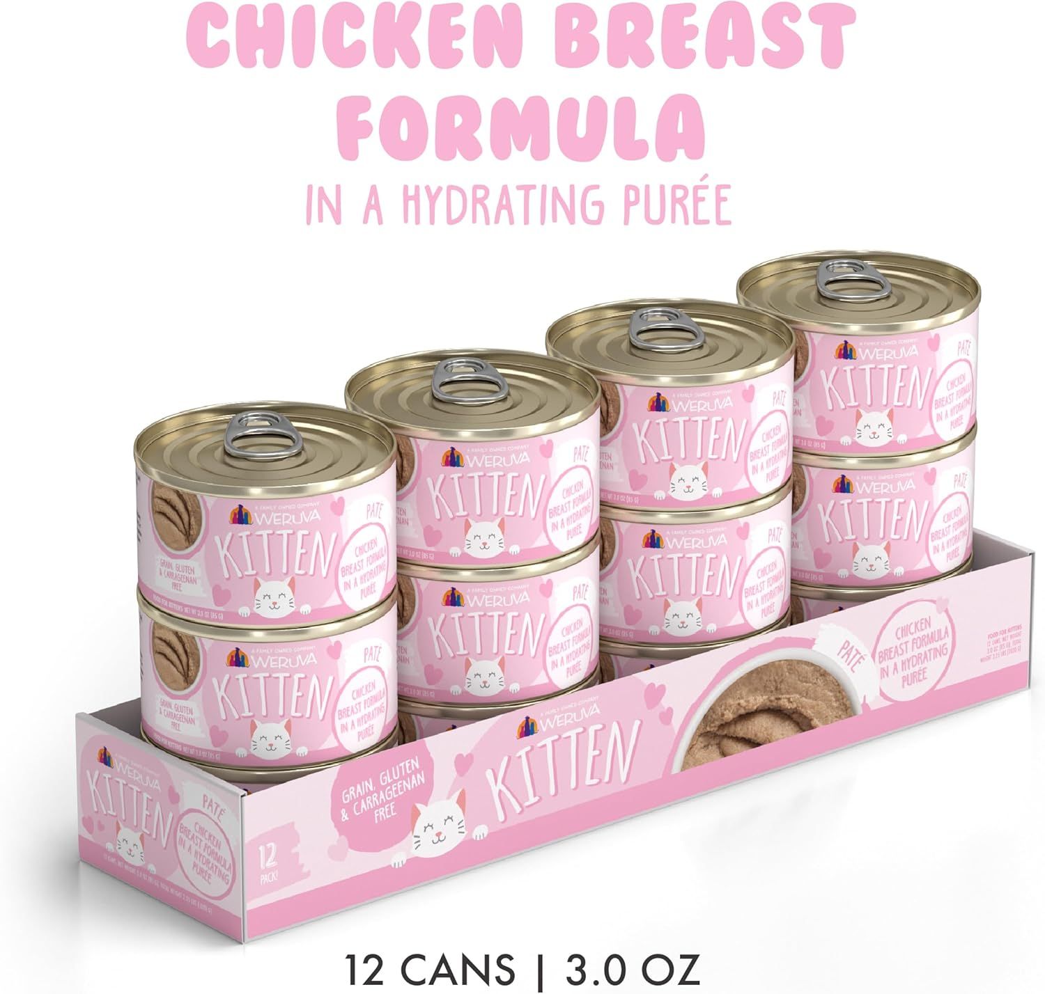 Weruva Kitten Chicken Breast Formula in a Hydrating Puree Grain Free 3 oz Case of 12