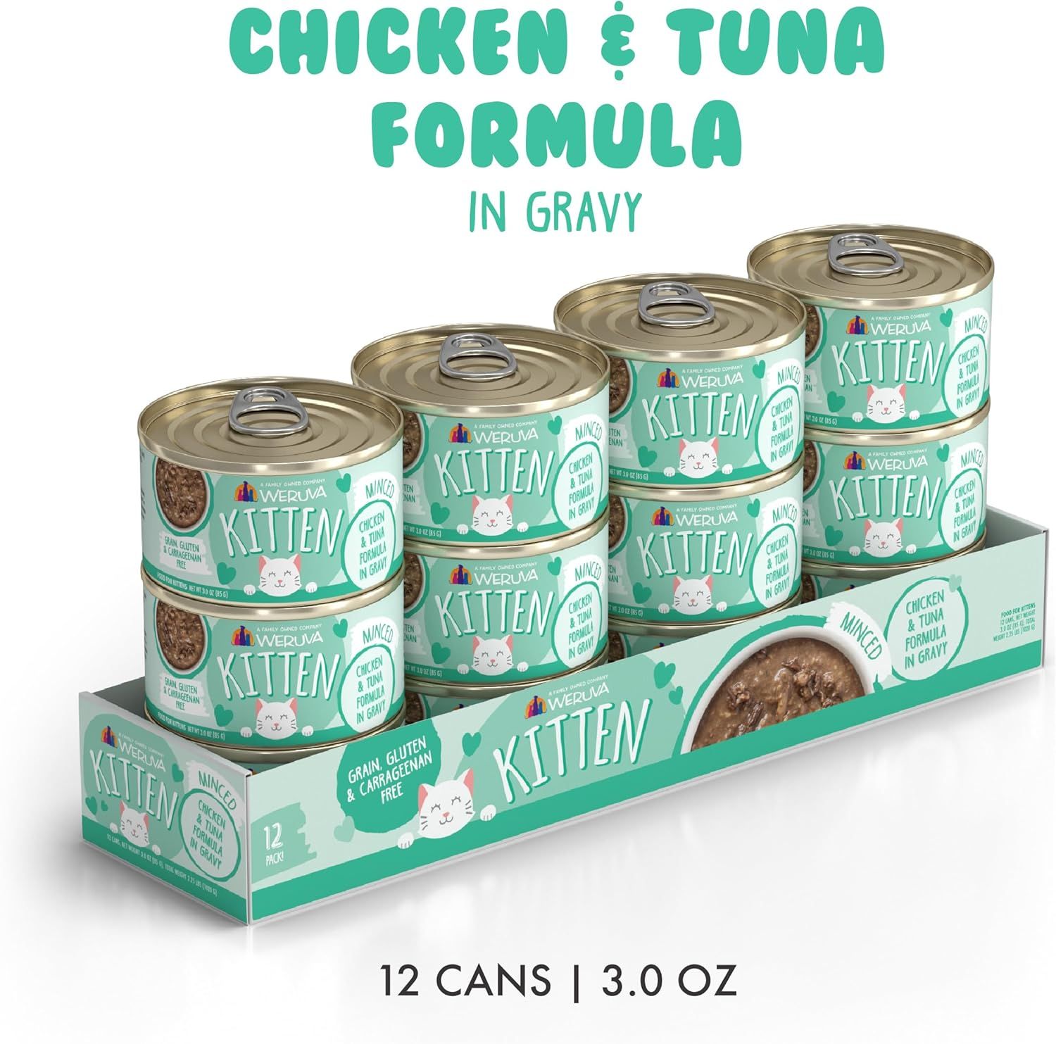 Weruva Kitten Chicken &amp; Tuna Formula in Gravy Grain Free 3 oz Case of 12