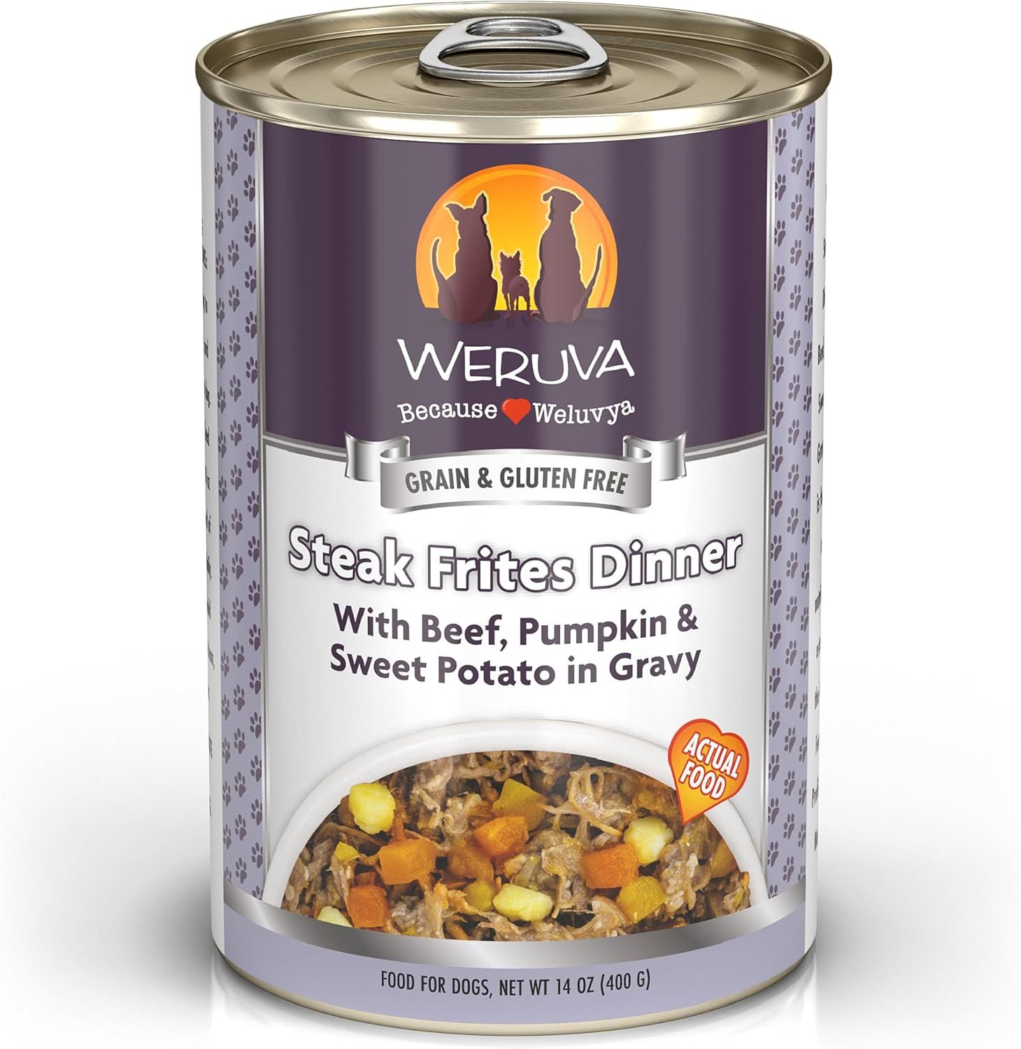 Weruva Steak Frites Dinner with Beef Pumpkin &amp; Sweet Potatoes in Gravy Grain Free 14 oz