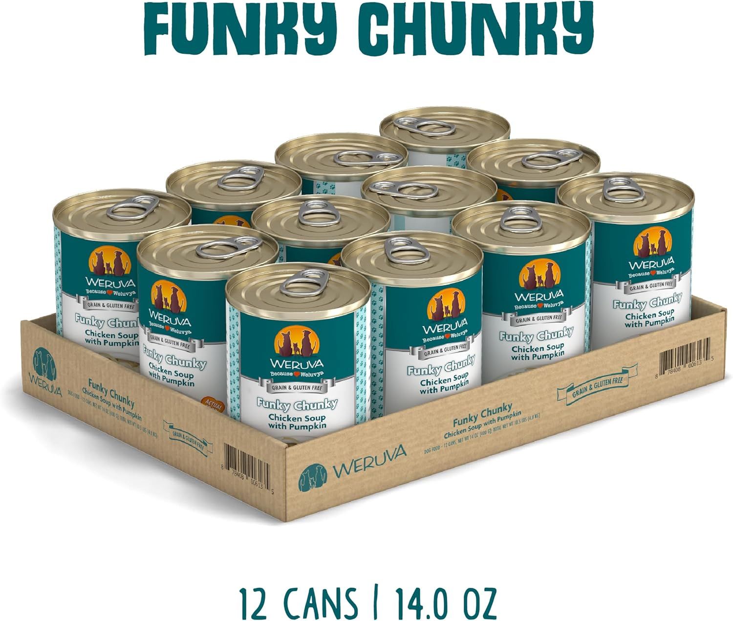 Weruva Funky Chunky Chicken Soup with Pumpkin Grain-Free Dog Food 14 oz Case of 12