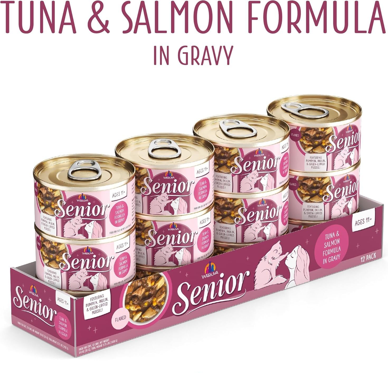 Weruva Senior Tuna &amp; Salmon Formula in Gravy Cat Food 3 oz Case of 12