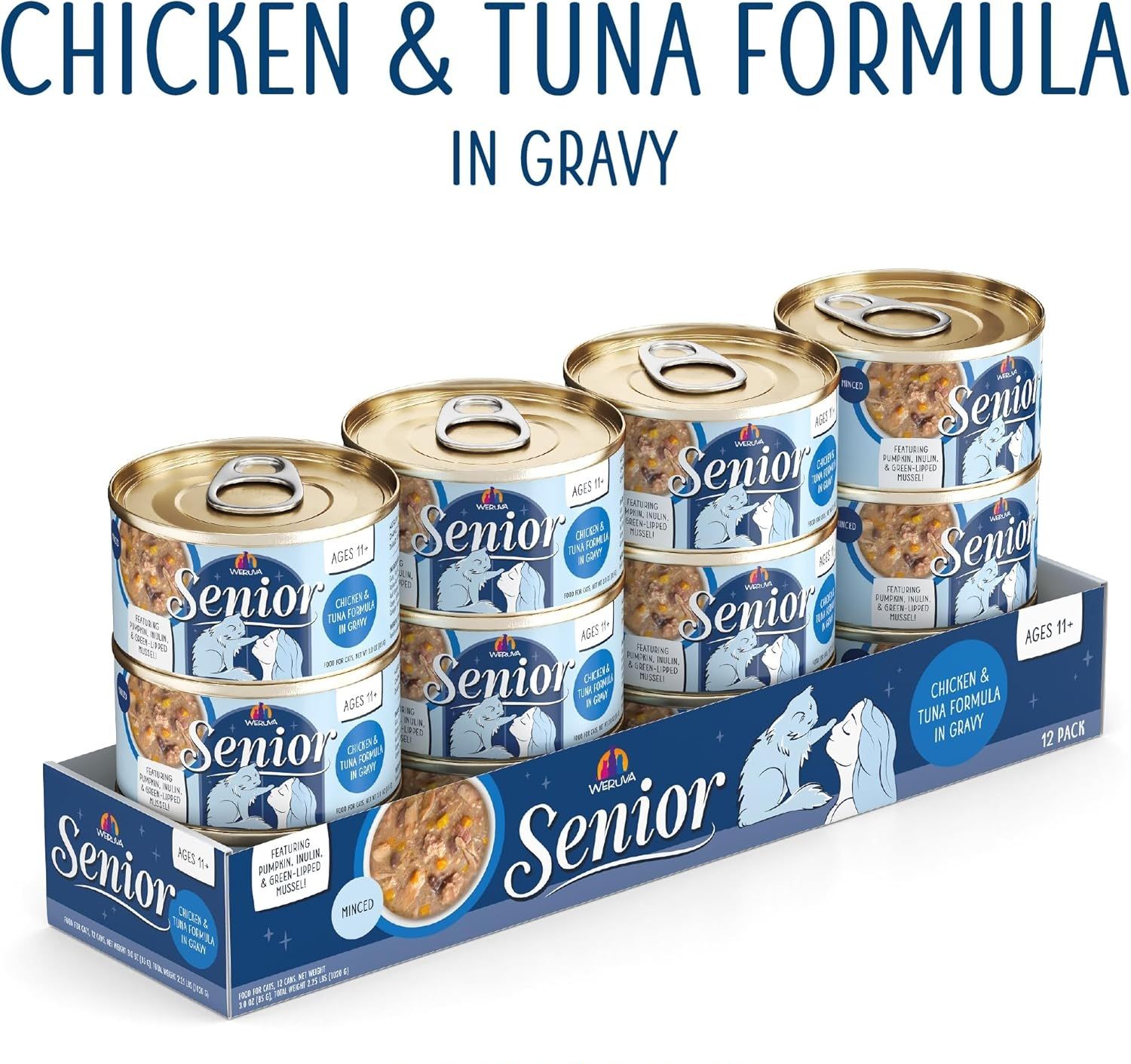 Weruva Senior Chicken &amp; Tuna Formula in Gravy Cat Food 3 oz Case of 12