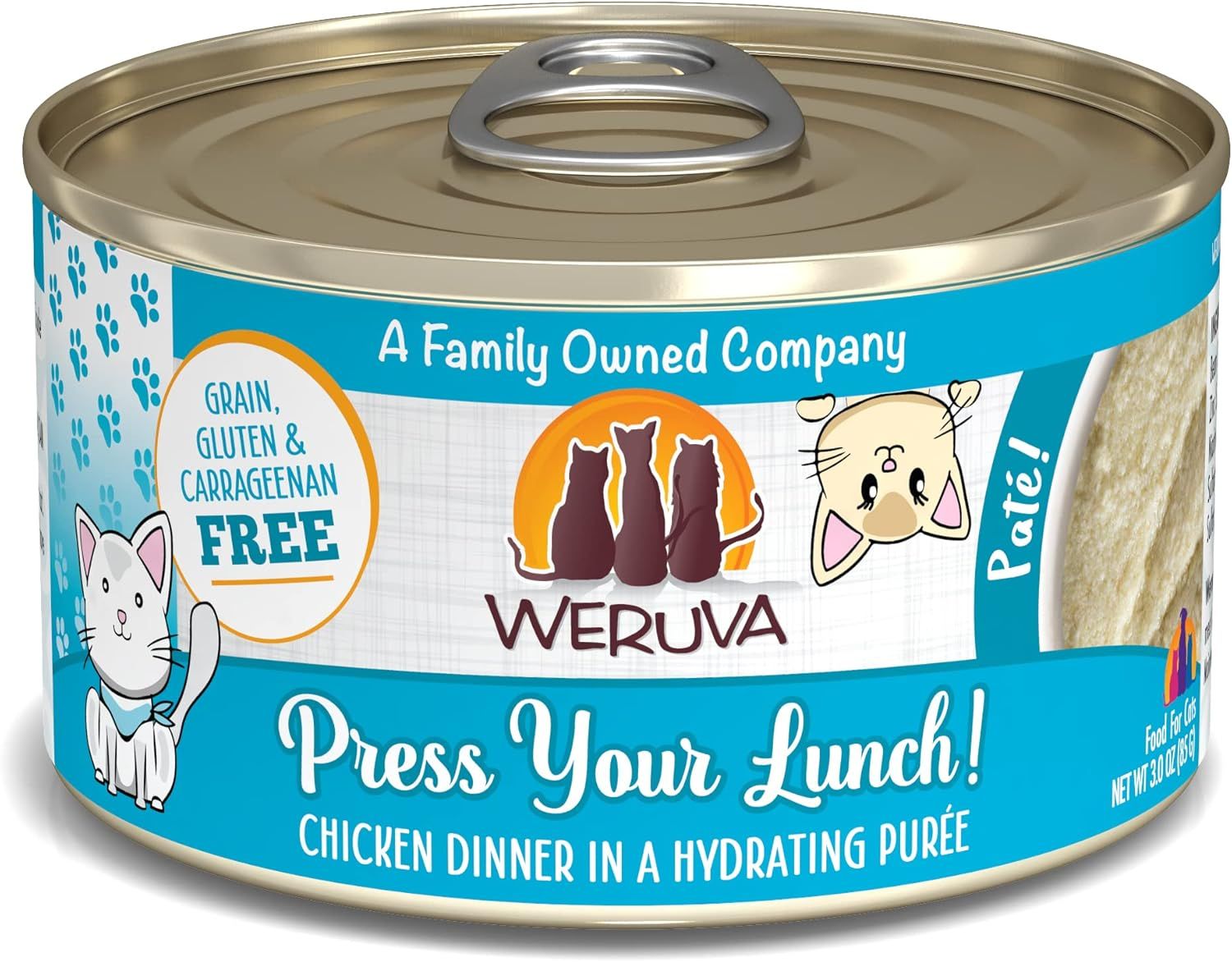Weruva Press Your Lunch! Pâté! Chicken Dinner in a Hydrating Purée Cat Food Grain Free 3 oz
