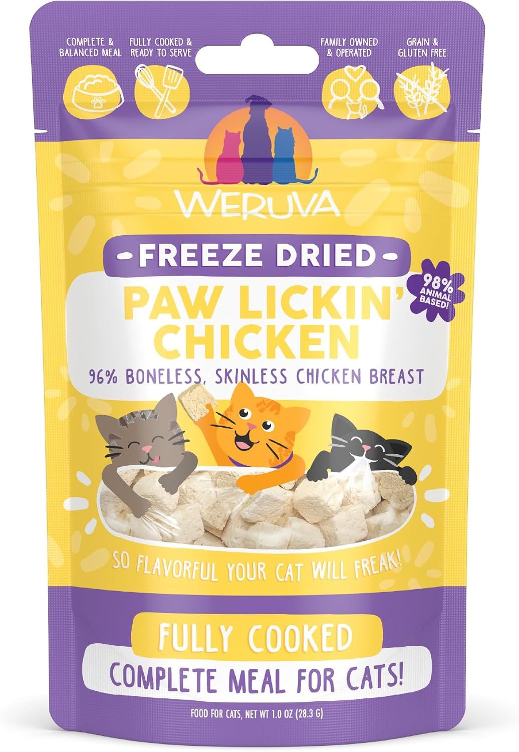 Weruva Paw Lickin&#39; Chicken Freeze Dried Grain Free Cat Food 1 oz