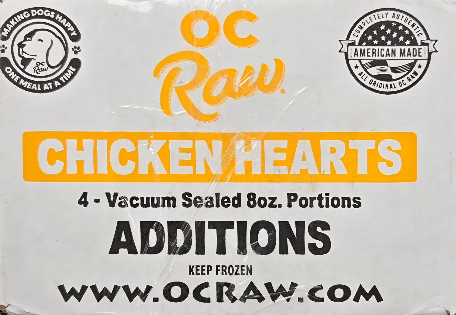 OC Raw Additions Frozen Raw Chicken Hearts 8 oz single