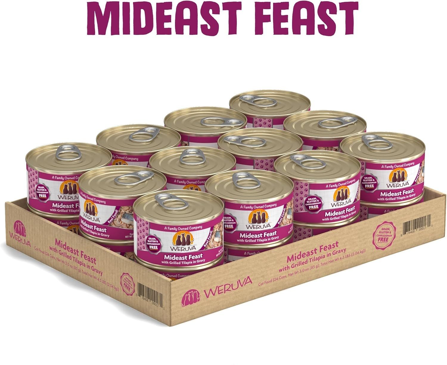 Weruva Mideast Feast with Grilled Tilapia in Gravy Grain Free Cat Food 3 oz Case of 24