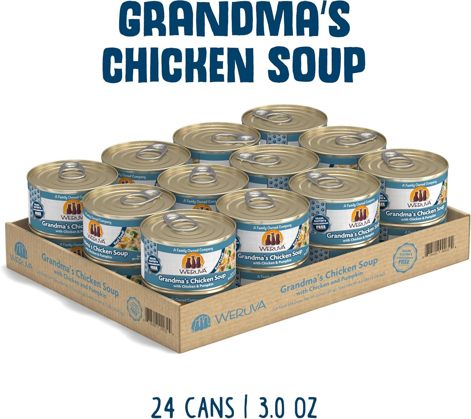Weruva Grandma&#39;s Chicken Soup with Chicken &amp; Pumpkin in Gravy Grain-Free Cat Food 3 oz Case of 24
