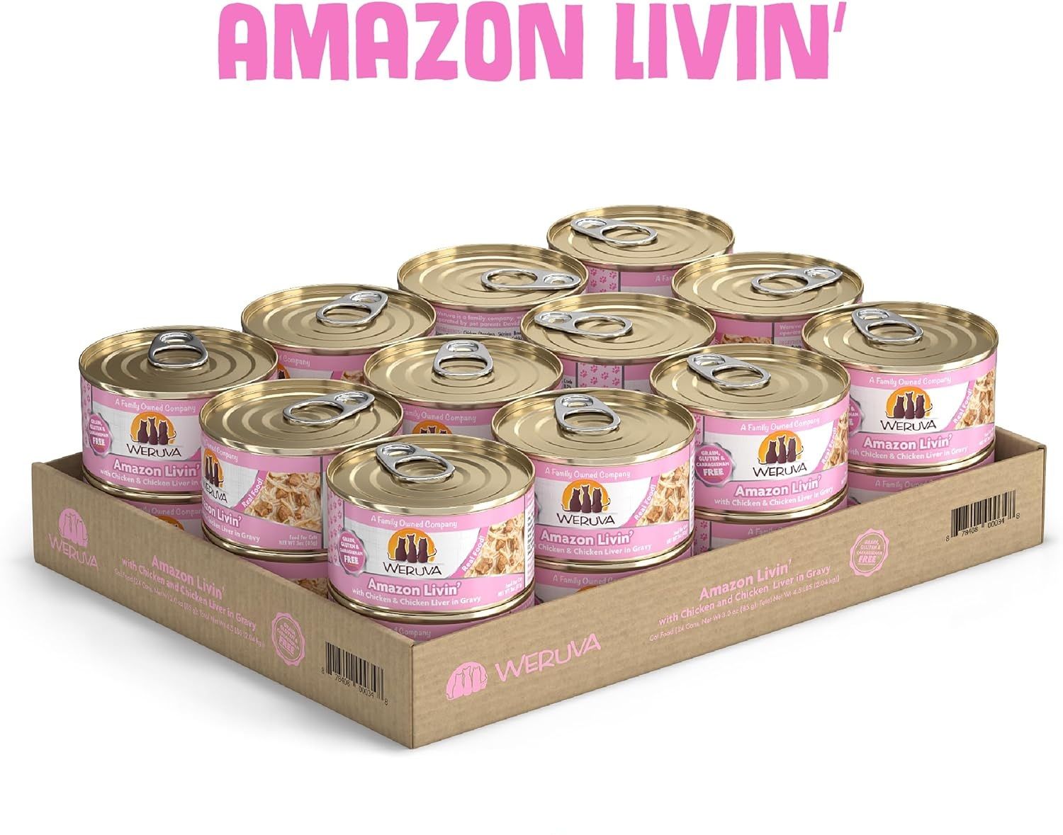 Weruva Amazon Livin&#39; with Chicken Breast &amp; Chicken Liver in Gravy Grain Free Cat Food 3 oz Case of 24