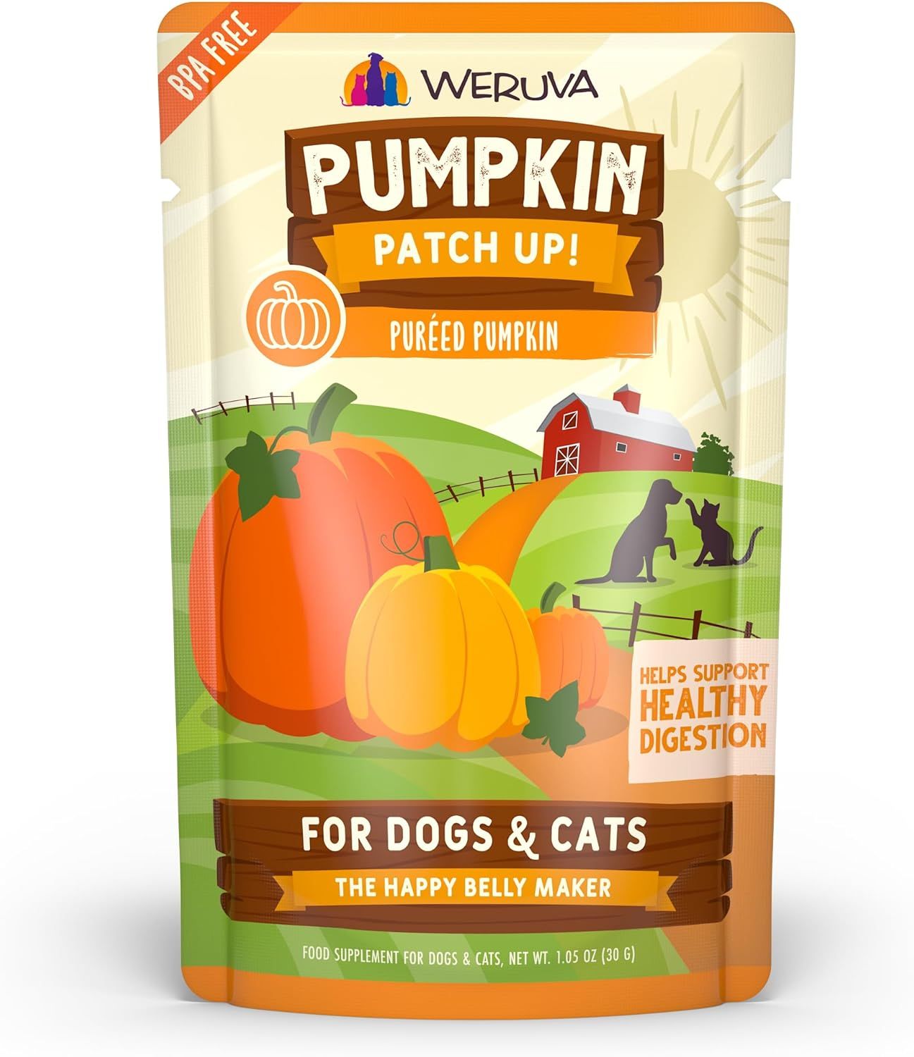 Weruva Pumpkin Patch Up! Pureed Pumpkin The Happy Belly Maker Dog &amp; Cat Supplement 2.80 oz