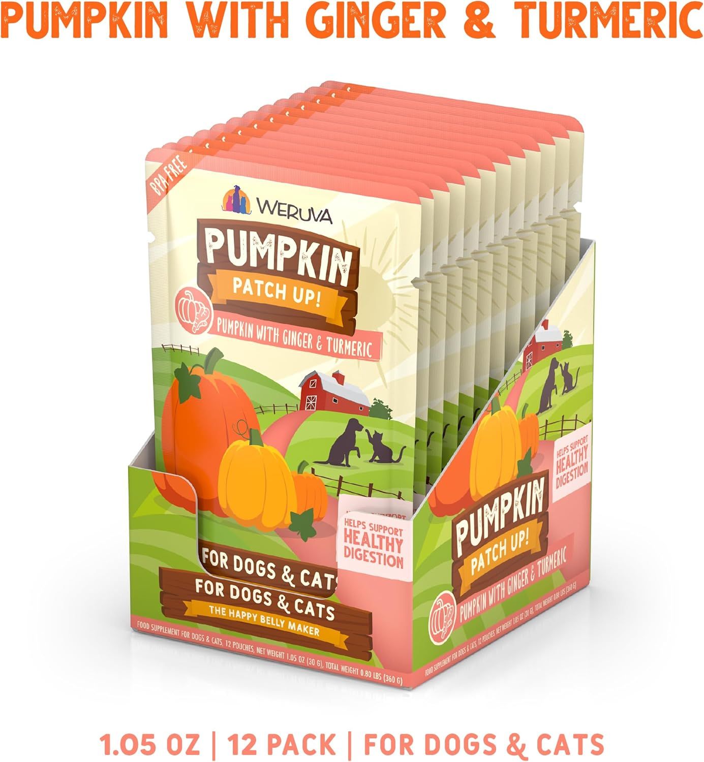 Weruva Pumpkin Patch Up! Pumpkin with Ginger &amp; Turmeric The Happy Belly Maker Dog &amp; Cat Supplement 2.80 oz Case of 12