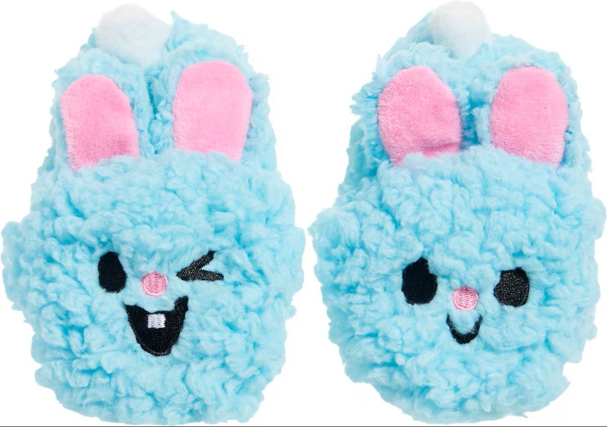 Bark Yippy &amp; Skippy Slippies Blue &amp; Pink Plush Dog Toy Extra Small