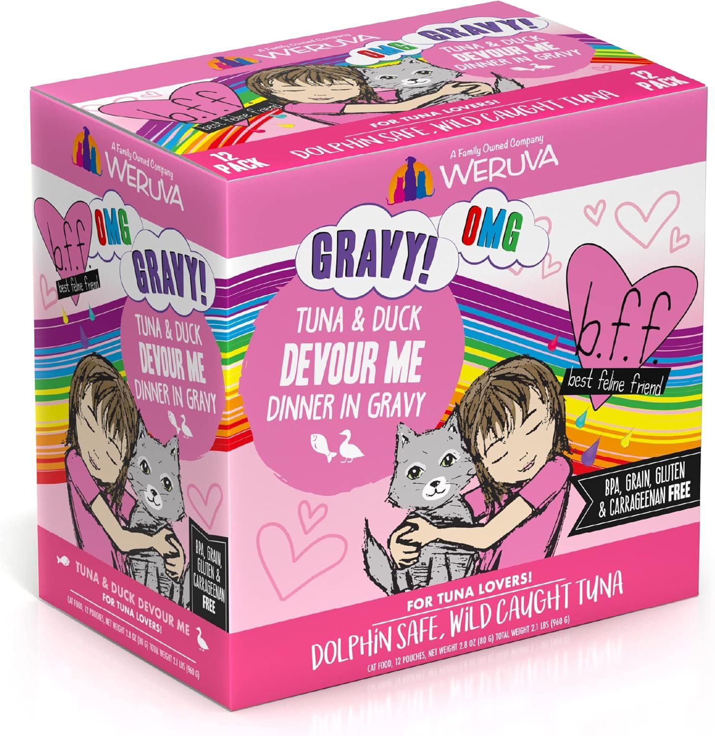 Weruva BFF Tuna &amp; Duck Devour Me Dinner in Gravy Grain Free Cat Food 3 oz Case of 12