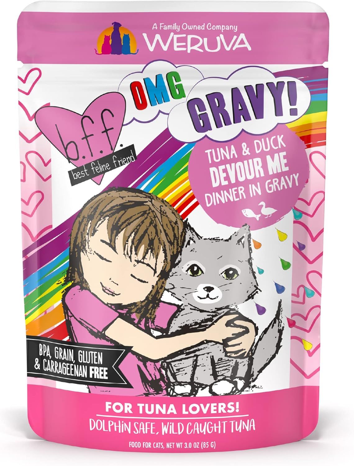 Weruva BFF Tuna &amp; Duck Devour Me Dinner in Gravy Grain Free Cat Food 3 oz