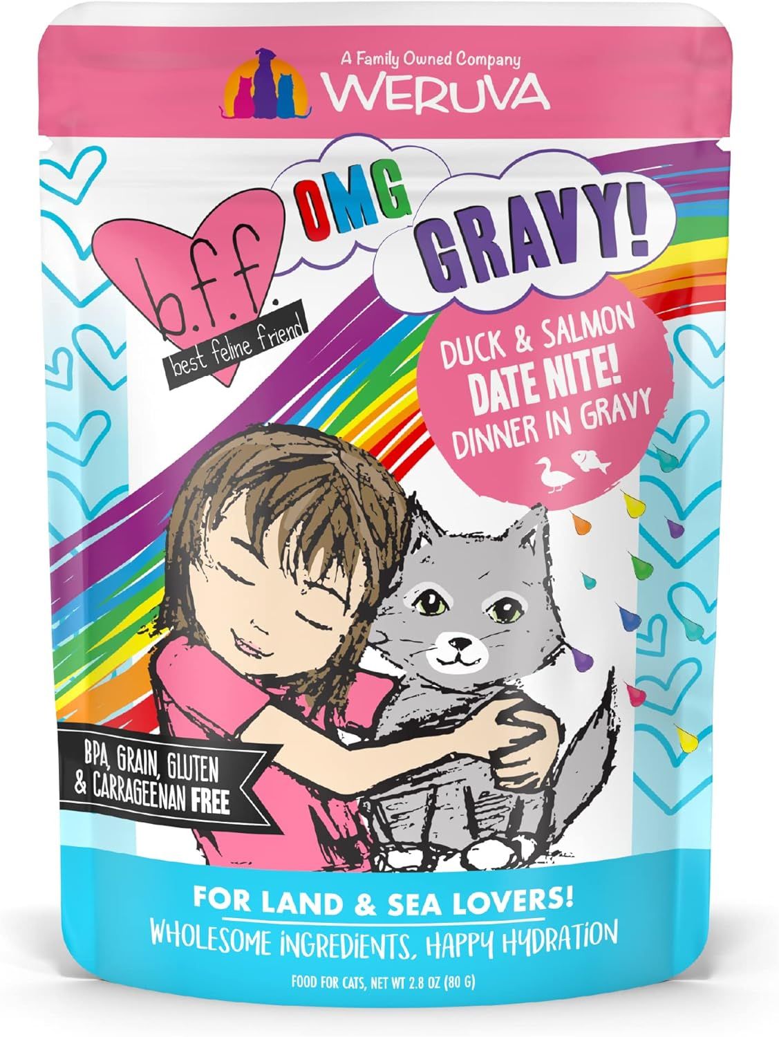 Weruva BFF OMG Date Nite! Duck &amp; Salmon Dinner in Gravy Grain Free Cat Food 2.8 oz