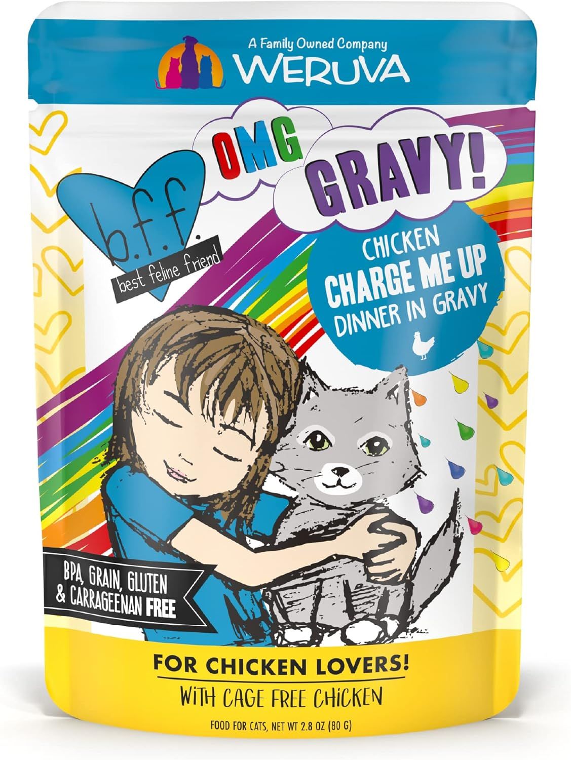 Weruva BFF OMG Charge Me Up! Chicken in Gravy Grain Free Cat Food 2.8 oz