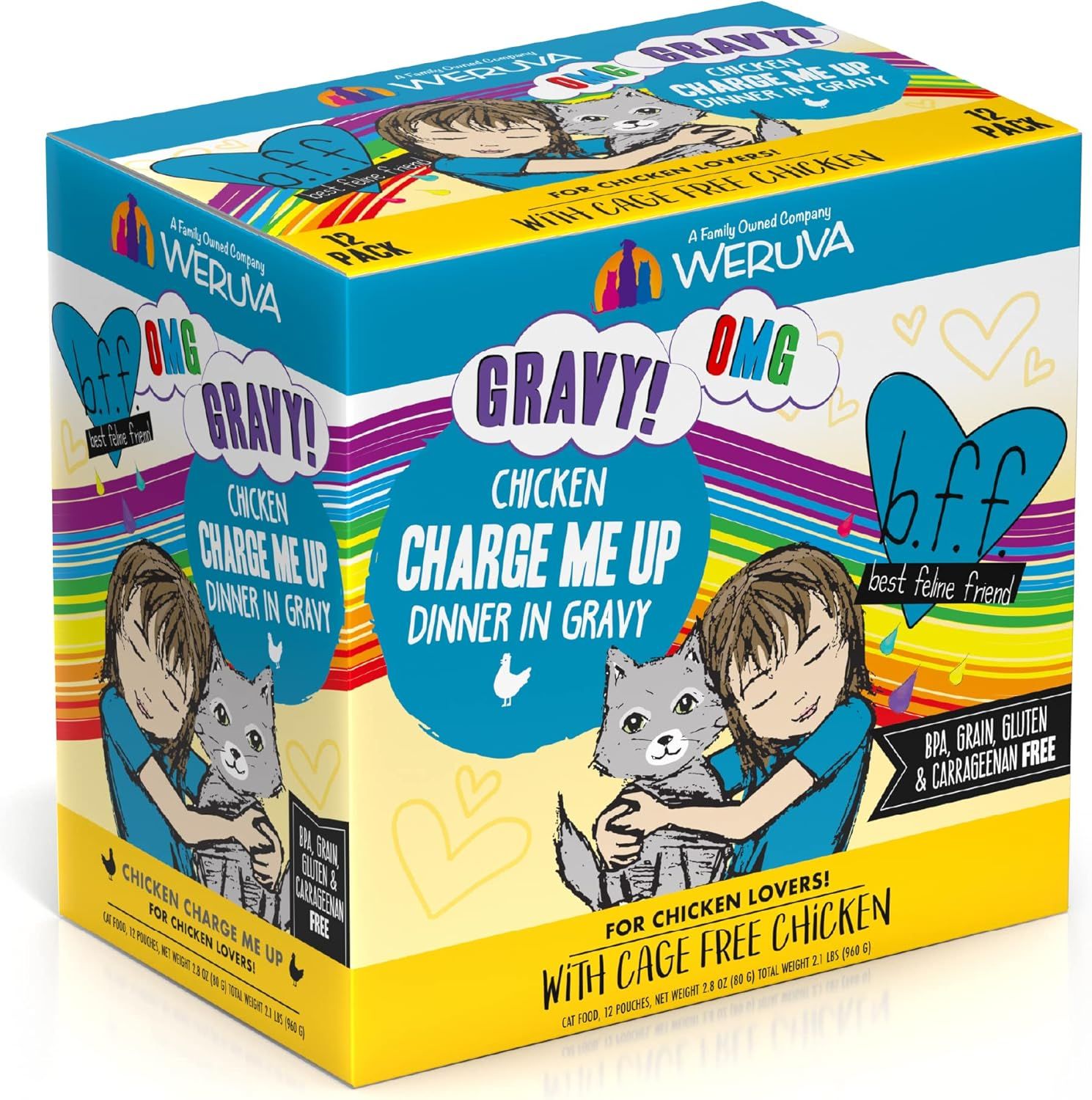 Weruva BFF OMG Charge Me Up! Chicken in Gravy Grain Free Cat Food 2.8 oz Case of 12