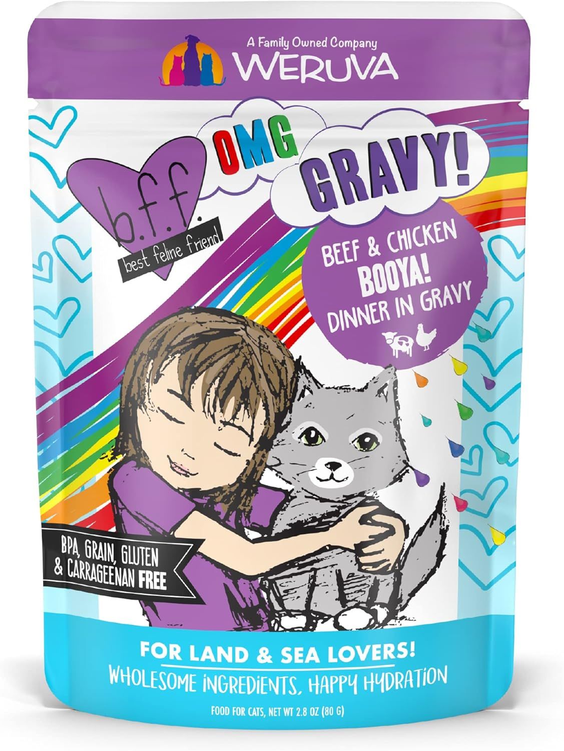 Weruva BFF OMG Booya! Beef &amp; Chicken Dinner in Gravy Grain Free Cat Food 2.8 oz