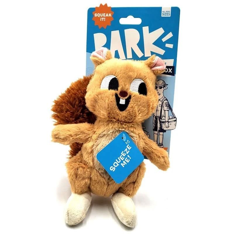BARK Whip-N-Flip Pearl Squirrel Plush Dog Toy