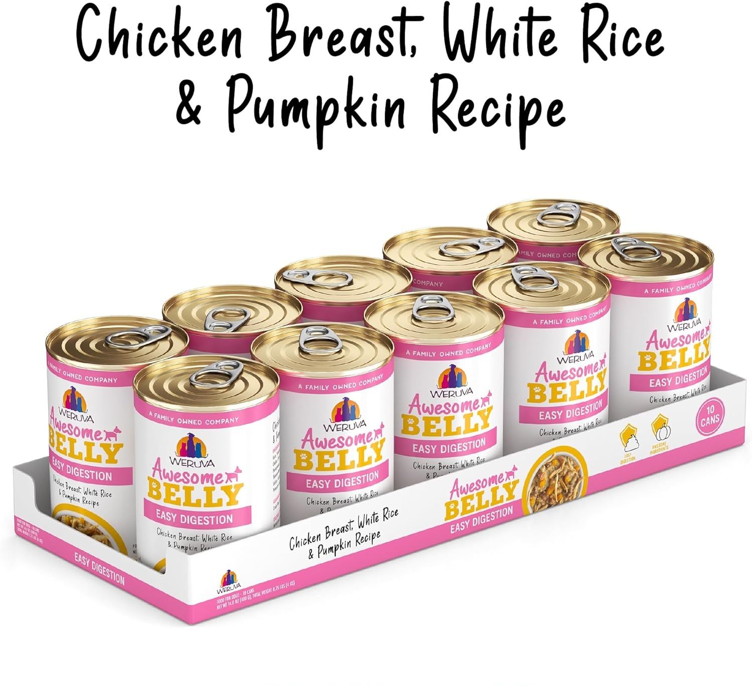 Weruva Awesome Belly Easy Digestion Chicken Breast White Rice &amp; Pumpkin Recipe Dog Food 14 oz Case of 10