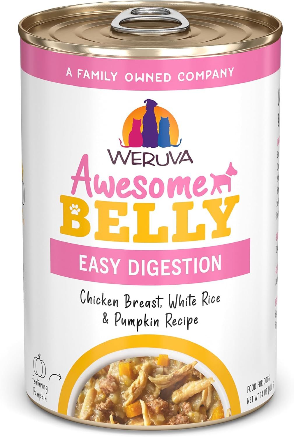 Weruva Awesome Belly Easy Digestion Chicken Breast White Rice &amp; Pumpkin Recipe Dog Food 14 oz