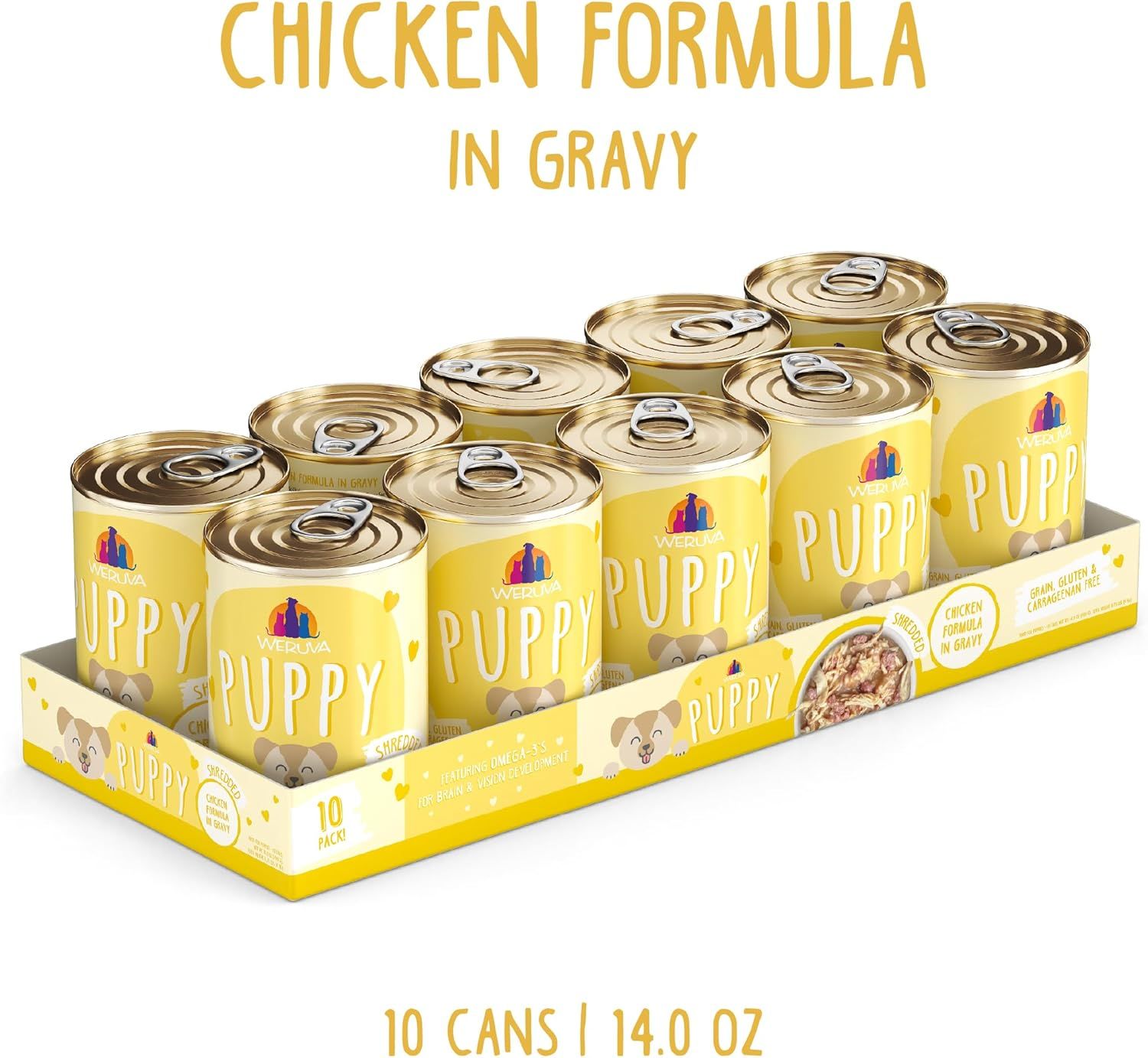 Weruva Puppy Shredded Chicken &amp; Rice Formula in Gravy 14 oz Case of 10